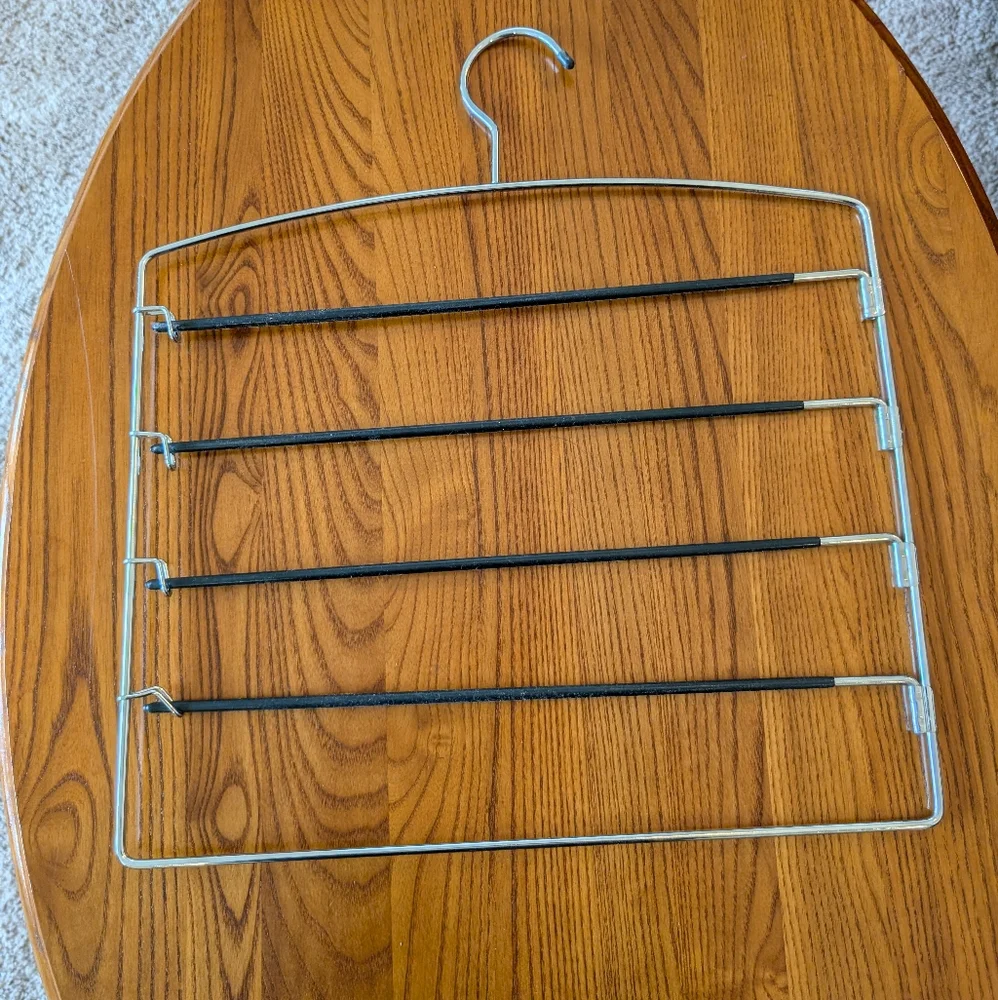 Multi-Tiered Heavy Duty Silver and Black Hangers, Set of 3